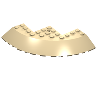Деталь LEGO Brick, Round Corner 10 x 10 with Slope 33° Edge, Axle Hole, Facet Cutout, Песочный