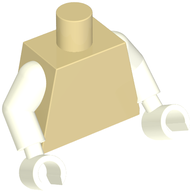 Деталь LEGO Torso, White Arms, White Hands [Plain], Песочный