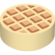 Деталь LEGO Tile Round 1 x 1 with Waffle, Medium Dark Flesh Edges print, Песочный