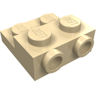 Деталь LEGO Пластина специальная 2 x 2 x 0.667, с двумя штырьками сбоку и двумя приподнятыми штырьками, Песочный