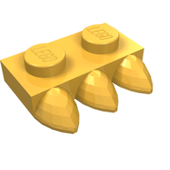 Деталь LEGO Plate Special 1 x 2 with Three Teeth [Tri-Tooth], Ярко-светло-оранжевый