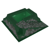 Деталь LEGO Baseplate Raised 32 x 32 with Ramp and Pit, Rocks Light and Dark Gray Print, Зеленый