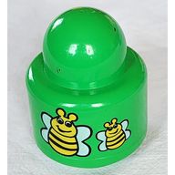 Деталь LEGO Primo Brick Round Rattle 1 x 1 with Two Bees Print, Зеленый