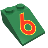 Деталь LEGO Slope 33° 3 x 2 with Red "6" Print, Зеленый