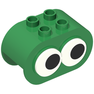Деталь LEGO Duplo Brick 2 x 4 x 2 Rounded Ends, with Two Rotating Eyes, Зеленый