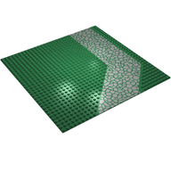 Деталь LEGO Baseplate 32 x 32 with 9-Stud Angled Driveway / Road with Grey Crazy Paving Print, Зеленый