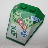Деталь LEGO Wedge 4 x 4 Triple with Stud Notches with Ninja, 05, Red Sticker print, Зеленый