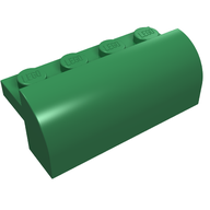 Деталь LEGO Кирпичик 2 x 4 x 1 1/3, с изогнутым верхом, Зеленый