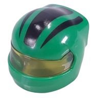 Деталь LEGO Helmet, Formula 1 with Trans-Yellow Visor pattern and Black Stripes print, Зеленый