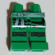 Деталь LEGO Hips and Green Legs with Light Bluish Gray Belt Sash, and Dark Green Knee Wraps Print, Зеленый