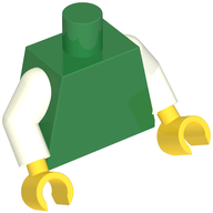 Деталь LEGO Torso, White Arms, Yellow Hands [Plain], Зеленый