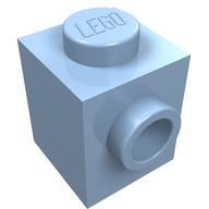 Деталь LEGO Кирпичик специальный 1 x 1, со штырьком на 1 стороне, Ярко-светло-голубой