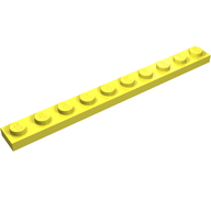 Деталь LEGO Пластина 1 x 10, Ярко-светло-желтый