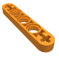 Деталь LEGO Technic Beam 1 x 5 Thin with Axle Holes on Ends, Оранжевый