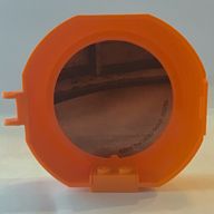 Деталь LEGO Half Pod with 1 x 2 Plate with Dojo Sticker and Orange 3023 Plate, Оранжевый
