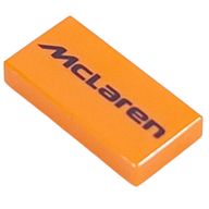 Деталь LEGO Tile 1 x 2 with Black 'McLaren' print, Оранжевый