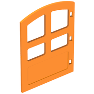 Деталь LEGO Door 1 x 4 x 4 with Four Panes and Curved Top, Оранжевый