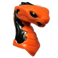 Деталь LEGO Minifig Head Special, Snake with Pearl Titanium Flames, Eyes Pattern, Оранжевый