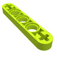 Деталь LEGO Technic Beam 1 x 5 Thin with Axle Holes on Ends, Лайм