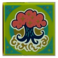 Деталь LEGO Tile 2 x 2 with Magical Forest print (43110-1), Лайм