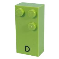 Деталь LEGO Braille Brick 2 x 4 with 3 Studs в ™ and 'D' Print, Лайм