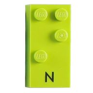 Деталь LEGO Braille Brick 2 x 4 with 4 Studs в ќ and 'N' Print, Лайм