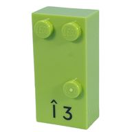 Деталь LEGO Braille Brick 2 x 4 with 3 Studs в © and 'ГЋ 3' print, Лайм