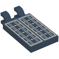Деталь LEGO Tile Special 2 x 3 with 2 Clips [Thick Open O Clips] with Solar Panel print, Темно-синий