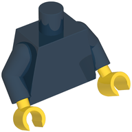 Деталь LEGO Torso Windsurfer in Yellow Circles Front, '2011 The LEGO Store Lone Tree, CO' Back Print, Dark Blue Arms, Yellow Hands, Темно-синий