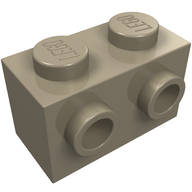 Деталь LEGO Кирпичик специальный 1 x 2, со штырьками на 2 сторонах, Темно-песочный