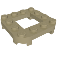 Деталь LEGO Plate Round Corners 4 x 4 x 2/3 Circle with 2 x 2 Cutout, Темно-песочный