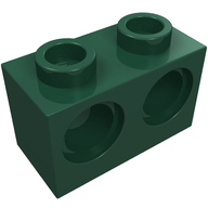 Деталь LEGO Кирпичик Technic 1 x 2, Темно-зеленый