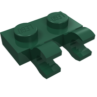 Деталь LEGO Пластина специальная 1 x 2, с горизонтальными клипсами, Темно-зеленый