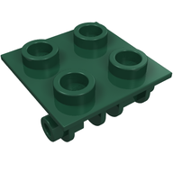 Деталь LEGO Кирпичик шарнирный верхний тонкий 2 x 2, с пластиной, Темно-зеленый