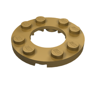 Деталь LEGO Plate, Round 4 x 4 with 2 x 2 Hole, Жемчужно-золотой