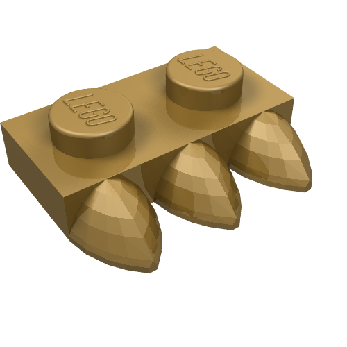 Набор LEGO Plate Special 1 x 2 with Three Teeth [Tri-Tooth], Pearl Gold