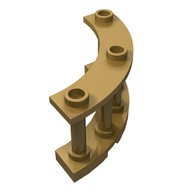 Деталь LEGO Fence Spindled 4 x 4 x 2 Quarter Round with 3 Studs, Жемчужно-золотой
