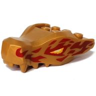 Деталь LEGO Creature Body Part, Dragon Head Upper Jaw with Dark Red Markings and Yellow Eyes Print, Жемчужно-золотой