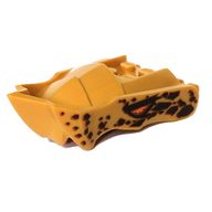 Деталь LEGO Creature Body Part, Dragon Head Lower Jaw with Pointy Chin with Dark Brown Markings, Orange Eye print, Жемчужно-золотой