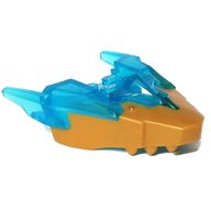 Деталь LEGO Creature Body Part, Dragon Head with Trans-Light Blue Horns Pattern, Жемчужно-золотой