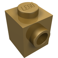 Деталь LEGO Кирпичик специальный 1 x 1, со штырьком на 1 стороне, Жемчужно-золотой