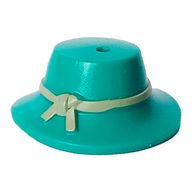 Деталь LEGO Minifig Hat Wide Floppy Brim with Knotted Tan Band print, Темно-бирюзовый