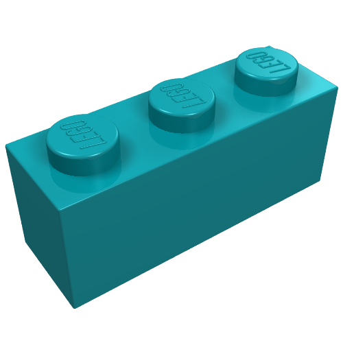 Набор LEGO Brick 1 x 3, Темно-бирюзовый