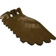 Деталь LEGO Wing 4 x 7 Left with Feathers and Handles for Clips, Темно-коричневый