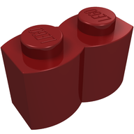 Деталь LEGO Кирпичик специальный палисадный 1 x 2, Темно-красный