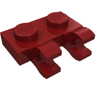 Деталь LEGO Пластина специальная 1 x 2, с горизонтальными клипсами, Темно-красный