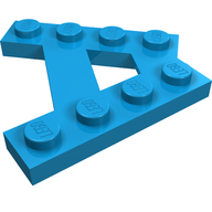 Деталь LEGO Пластина специальная 45°, с 4 штырьком, с углом, с пластиной, Темно-лазурный