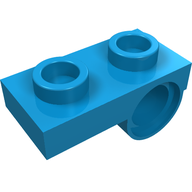 Деталь LEGO Пластина специальная 1 x 2, с отверстием под штифт, Темно-лазурный