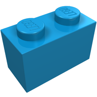 Деталь LEGO Кирпичик 1 x 2, без нижней трубки, Темно-лазурный