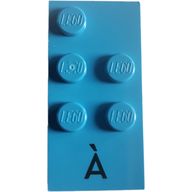 Деталь LEGO Braille Brick 2 x 4 with 5 Studs в · and 'ГЂ' print, Темно-лазурный